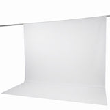White seamless photography backdrop on support rod
