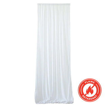 White Scuba Polyester Ceiling Drape Backdrop Curtain Panel, Commercial Grade Fire Retardant Wrinkle Free Draping Fabric With Rod Pockets - 5ftx20ft