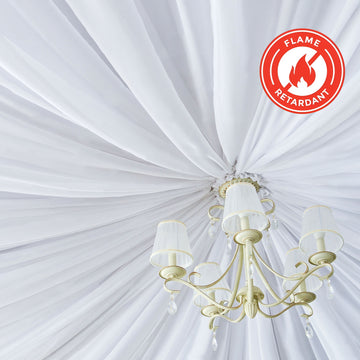 White Scuba Polyester Ceiling Drape Backdrop Curtain Panel, Commercial Grade Fire Retardant Wrinkle Free Draping Fabric With Rod Pockets - 5ftx40ft