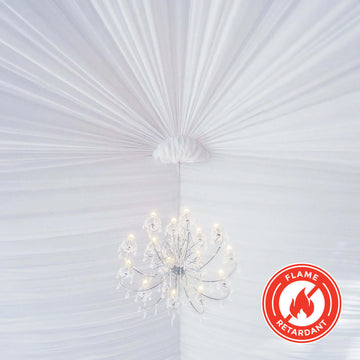 White Scuba Polyester Ceiling Drape Backdrop Curtain Panel, Commercial Grade Fire Retardant Wrinkle Free Draping Fabric With Rod Pockets - 5ftx40ft