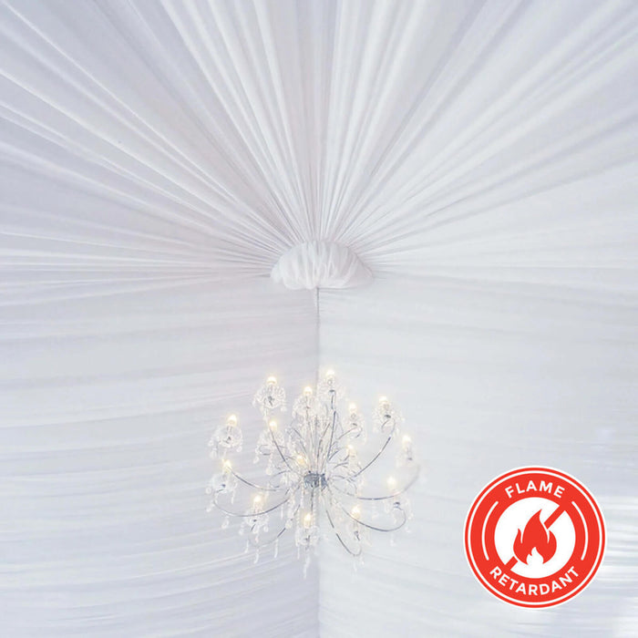 5ftx40ft White Polyester Ceiling Drapes Backdrop Curtain Panels Wedding Arch Fire Retardant