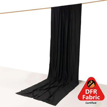 Black Scuba Polyester Event Curtain Drapes, Durable Flame Resistant Backdrop Event Panel Wrinkle Free with Rod Pockets - 5ftx14ft