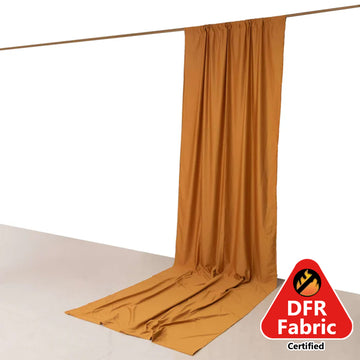 Gold Scuba Polyester Event Curtain Drapes, Durable Flame Resistant Backdrop Event Panel Wrinkle Free with Rod Pockets - 5ftx14ft