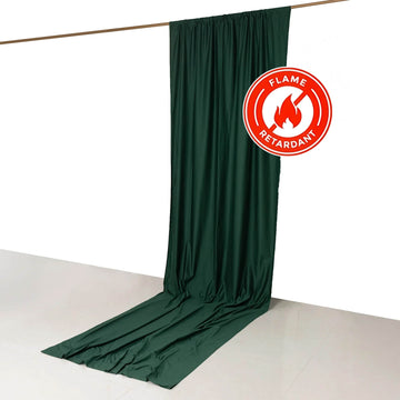 Hunter Emerald Green Scuba Polyester Event Curtain Drapes, Durable Flame Resistant Backdrop Event Panel Wrinkle Free with Rod Pockets - 5ftx14ft