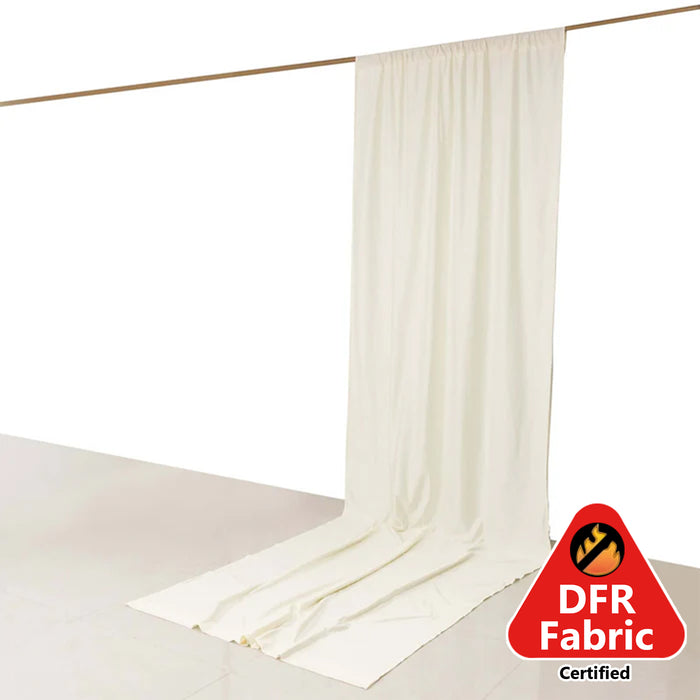 Ivory Scuba Polyester Event Curtain Drapes, Inherently Flame Resistant Backdrop Event Panel Wrinkle