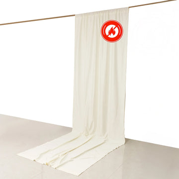 Ivory Scuba Polyester Event Curtain Drapes, Durable Flame Resistant Backdrop Event Panel Wrinkle Free with Rod Pockets - 5ftx14ft