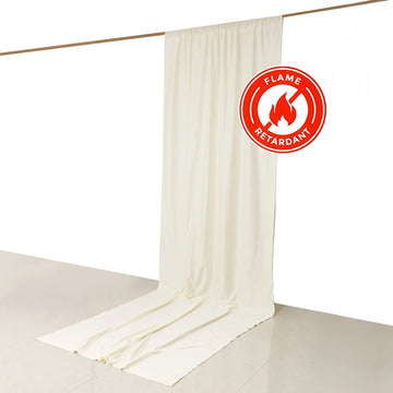 Ivory Scuba Polyester Event Curtain Drapes, Durable Flame Resistant Backdrop Event Panel Wrinkle Free with Rod Pockets - 5ftx14ft