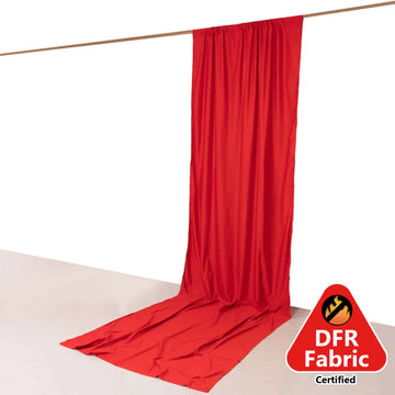 Red Scuba Polyester Event Curtain Drapes, Durable Flame Resistant Backdrop Event Panel Wrinkle Free with Rod Pockets - 5ftx14ft