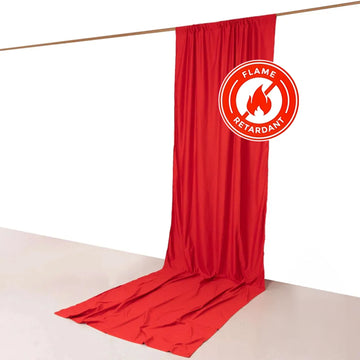 Red Scuba Polyester Event Curtain Drapes, Durable Flame Resistant Backdrop Event Panel Wrinkle Free with Rod Pockets - 5ftx14ft