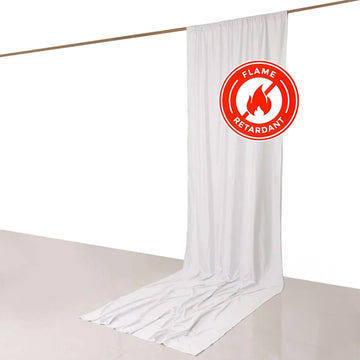 White Scuba Polyester Event Curtain Drapes, Durable Flame Resistant Backdrop Event Panel Wrinkle Free with Rod Pockets - 5ftx14ft