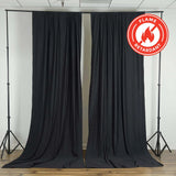 2 Pack Black Scuba Polyester Curtain Panel Durable Flame Resistant Backdrops Wrinkle Free