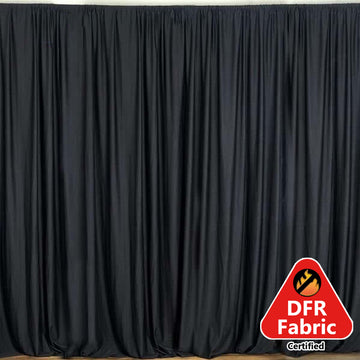 2 Pack Black Scuba Polyester Event Curtain Drapes, Durable Flame Resistant Backdrop Event Panels Wrinkle Free with Rod Pockets - 10ftx10ft