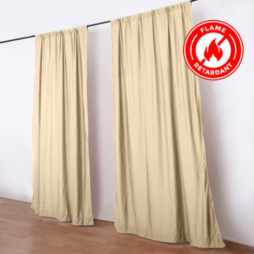 2 Pack 5ftx10ft Champagne Scuba Polyester Backdrop Drape Curtains, Durable Flame Resistant Event Divider Panels Wrinkle Free With Rod Pockets