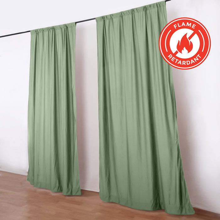 Flame retardant green curtains on black rod in a modern room