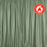Flame retardant green curtains in a studio-style shot #whtbkgd