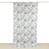 French Toile Polyester Backdrop Curtain – Black Floral 5ft x 10ft Rod Pocket Drape Panel