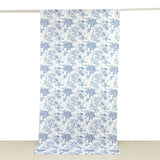 French Toile Polyester Backdrop Curtain – Blue Floral 5ft x 10ft Rod Pocket Drape Panel