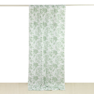 <strong>Dusty Sage Green French Toile Polyester Backdrop Curtain</strong>