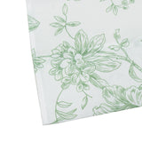 French Toile Polyester Backdrop Curtain – Dusty Sage Green Floral 5ft x 10ft Rod Pocket Drape Panel