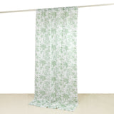 French Toile Polyester Backdrop Curtain – Dusty Sage Green Floral 5ft x 10ft Rod Pocket Drape Panel