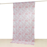 French Toile Polyester Backdrop Curtain – Pink Floral 5ft x 10ft Rod Pocket Drape Panel