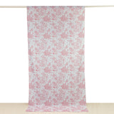 French Toile Polyester Backdrop Curtain – Pink Floral 5ft x 10ft Rod Pocket Drape Panel