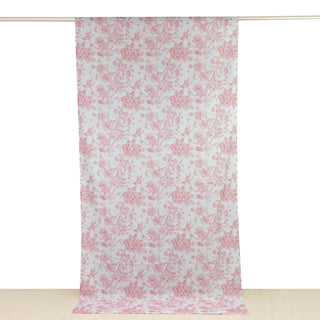 <strong>Pink Floral French Toile Polyester Backdrop Curtain</strong>
