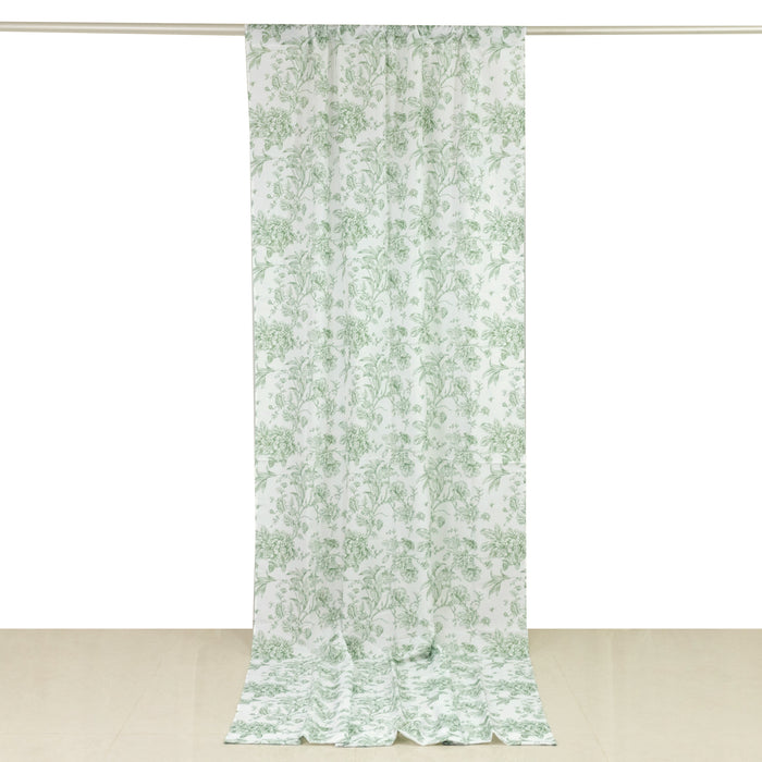 Floral patterned curtain hanging in studio-style isolation shot