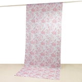 French Toile Polyester Backdrop Curtain – Pink Floral 5ft x 12ft Rod Pocket Drape Panel