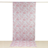 French Toile Polyester Backdrop Curtain – Pink Floral 5ft x 12ft Rod Pocket Drape Panel