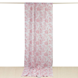 <strong>Pink Floral French Toile Polyester Backdrop Curtain</strong>