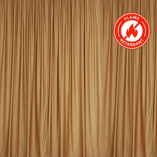Flame-retardant gold curtains with a smooth texture and elegant drape. #whtbkgd