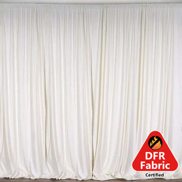 2 Pack Ivory Scuba Polyester Event Curtain Drapes, Durable Flame Resistant Backdrop Event Panels Wrinkle Free with Rod Pockets - 10ftx10ft