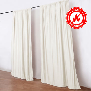 2 Pack 5ftx10ft Ivory Scuba Polyester Backdrop Drape Curtains, Durable Flame Resistant Event Divider Panels Wrinkle Free With Rod Pockets