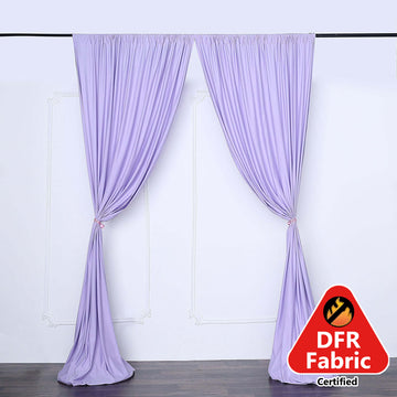 2 Pack Lavender Lilac Scuba Polyester Event Curtain Drapes, Durable Flame Resistant Backdrop Event Panels Wrinkle Free with Rod Pockets - 10ftx10ft