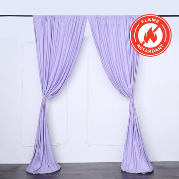 2 Pack Lavender Lilac Scuba Polyester Event Curtain Drapes, Durable Flame Resistant Backdrop Event Panels Wrinkle Free with Rod Pockets - 10ftx10ft