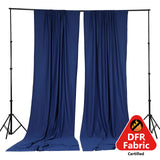 2 Pack Navy Blue Scuba Polyester Event Curtain Drapes, Durable Flame Resistant Backdrop Event Panels Wrinkle Free with Rod Pockets - 10ftx10ft