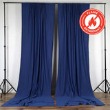 Navy Blue Scuba Polyester Curtain Panel Durable Flame Resistant Backdrops Wrinkle