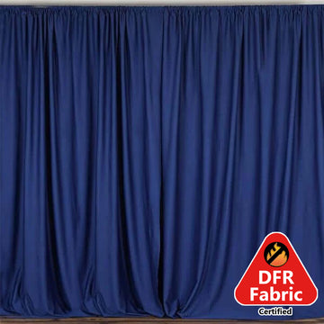 2 Pack Navy Blue Scuba Polyester Event Curtain Drapes, Durable Flame Resistant Backdrop Event Panels Wrinkle Free with Rod Pockets - 10ftx10ft