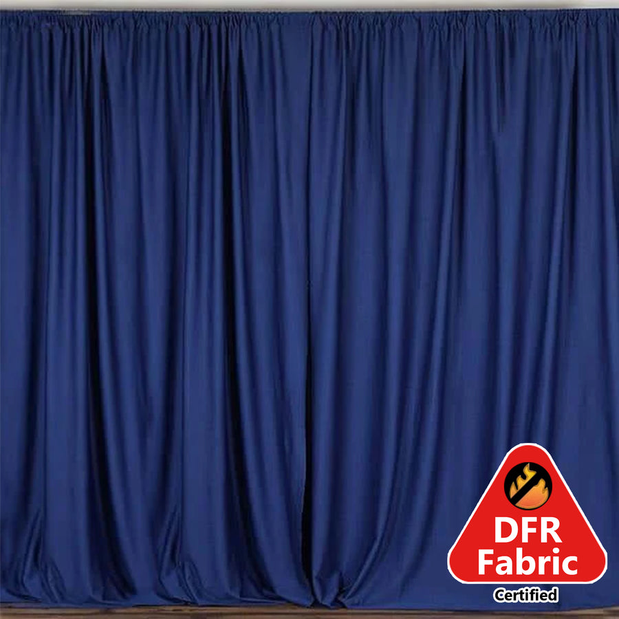 Navy Blue Scuba Polyester Curtain Panel Durable Flame Resistant Backdrops Wrinkle#whtbkgd