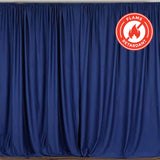 Navy Blue Scuba Polyester Curtain Panel Durable Flame Resistant Backdrops Wrinkle#whtbkgd