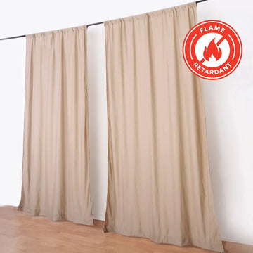 2 Pack Nude Scuba Polyester Event Curtain Drapes, Durable Flame Resistant Backdrop Event Panels Wrinkle Free with Rod Pockets - 10ftx10ft