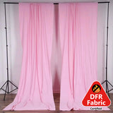 2 Pack Pink Scuba Polyester Curtain Panel Durable Flame Resistant Backdrops Wrinkle Free With Rod