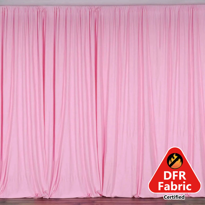 2 Pack Pink Scuba Polyester Curtain Panel Durable Flame Resistant Backdrops Wrinkle Free With Rod