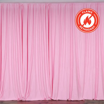 2 Pack Pink Scuba Polyester Event Curtain Drapes, Durable Flame Resistant Backdrop Event Panels Wrinkle Free with Rod Pockets - 10ftx10ft