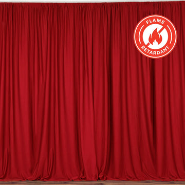 2 Pack Red Scuba Polyester Event Curtain Drapes, Durable Flame Resistant Backdrop Event Panels Wrinkle Free with Rod Pockets - 10ftx10ft