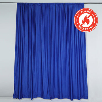 2 Pack Royal Blue Scuba Polyester Event Curtain Drapes, Durable Flame Resistant Backdrop Event Panels Wrinkle Free with Rod Pockets - 10ftx10ft