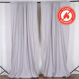 2 Pack Silver Durable Flame Resistant Scuba Polyester Curtain Panel Backdrops