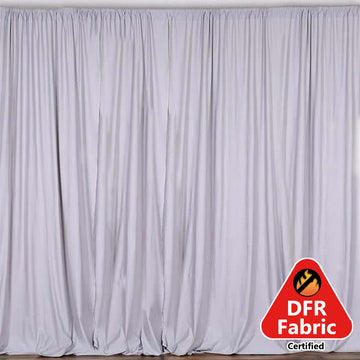 2 Pack Silver Scuba Polyester Event Curtain Drapes, Durable Flame Resistant Backdrop Event Panels Wrinkle Free with Rod Pockets - 10ftx10ft