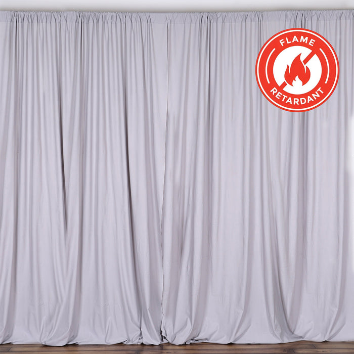 2 Pack Silver Durable Flame Resistant Scuba Polyester Curtain Panel Backdrops#whtbkgd